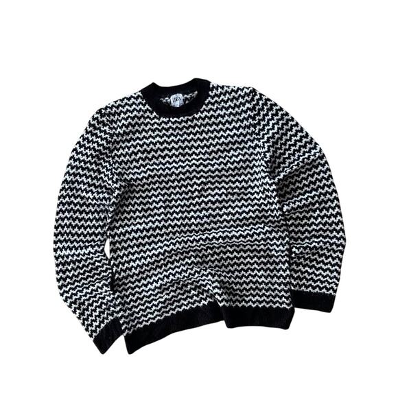 ZARA Man Abstract Chevron Zig-Zag Heavy Knit Pullover Sweater - Picture 1 of 12
